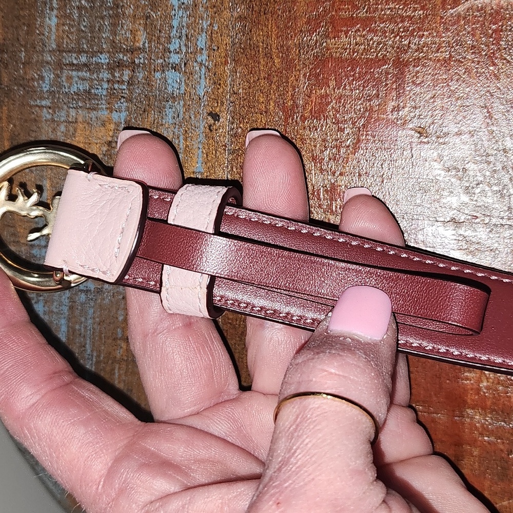 Coach New York Pink Leather Horse N Carriage Gold Womens Belt Size Small - Picture 6 of 8